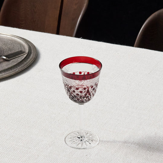 Shimizu Burgundy Yarai Kagome Wine Glass