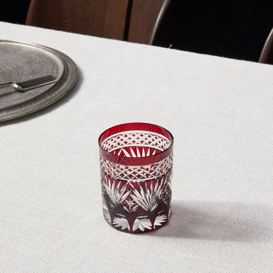 Shimizu Burgundy Yarai Sasa Rock Glass