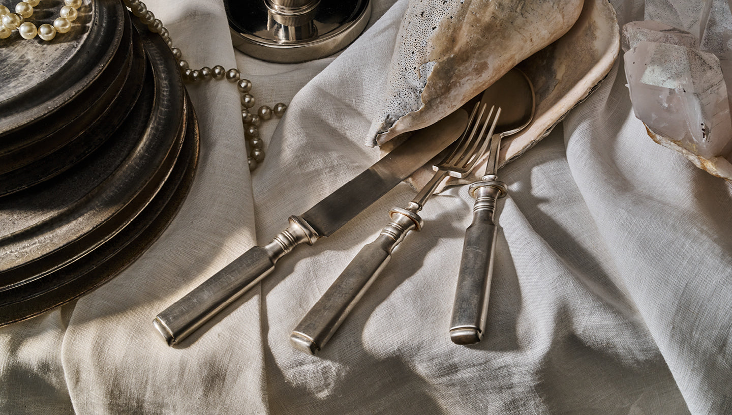 RW GUILD Bone Flatware Collection in Patinated Silver – Roman and