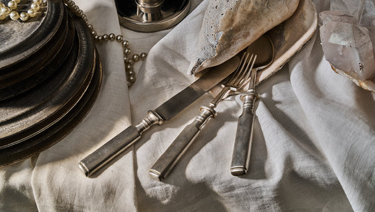 RW GUILD Bone Flatware Collection in Patinated Silver