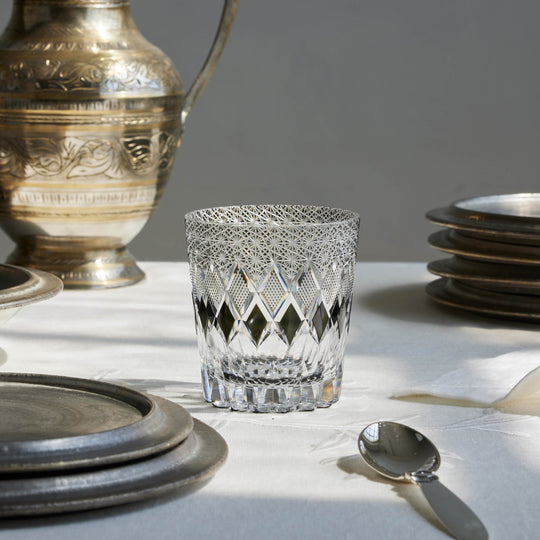 Kimiko Yasuda Black Kiku Crystal Rock Glass