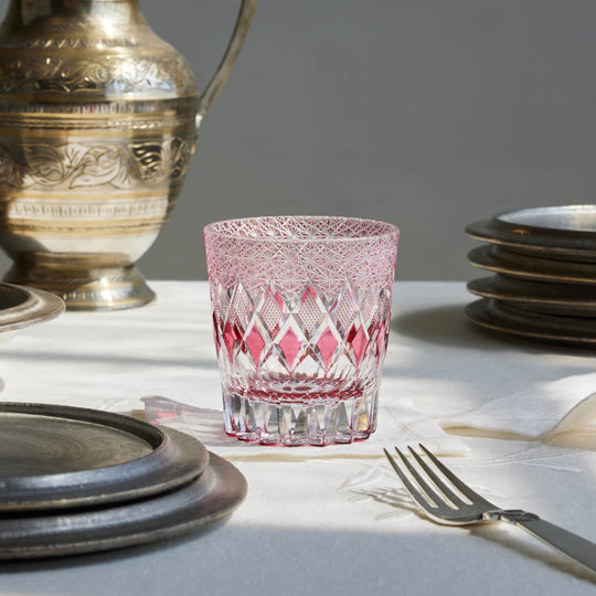 Kimiko Yasuda Magenta Kiku Crystal Rock Glass