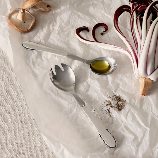 Georg Jensen Sterling Silver Beaded Salad Serving Utensils