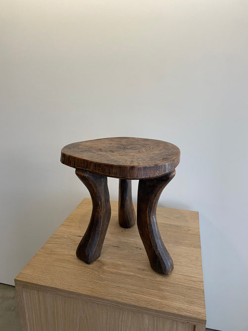 African Round Tripod Stool with Angled Legs