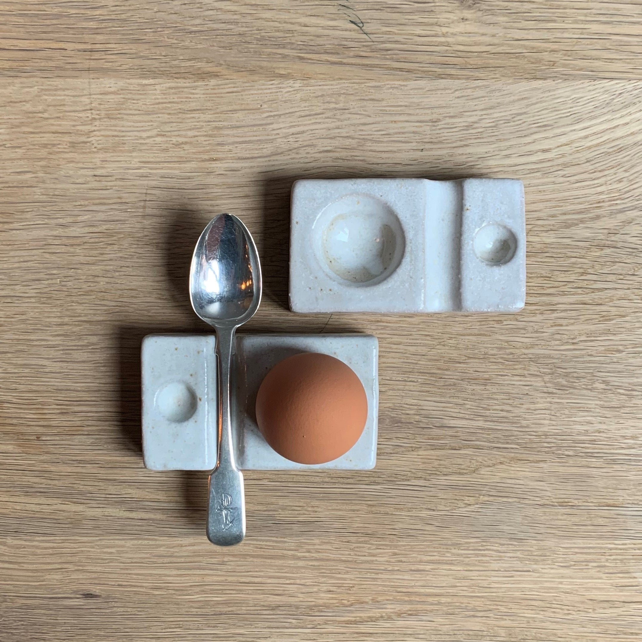 Ceramic Egg Cup with Spoon Rest  Boiled Egg Holder & Vintage Egg