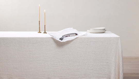 RW GUILD FRINGE DOUBLE WEAVE WASHED LINEN TABLECLOTH