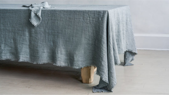 RW GUILD FRINGE WASHED LINEN TABLECLOTH
