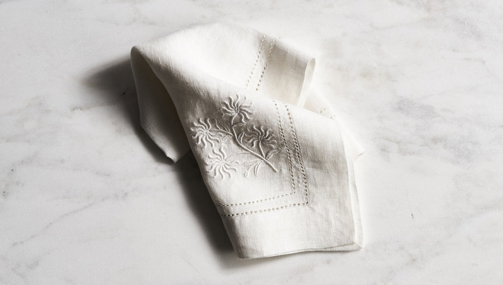 Passiflora Embroidered Linen Napkin