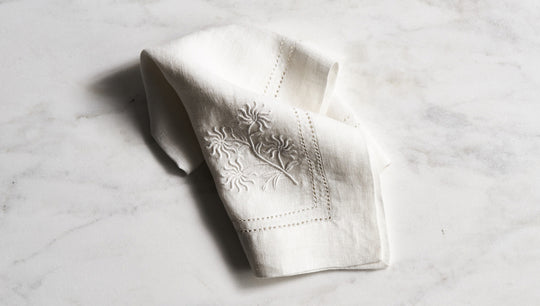 RW Guild Passiflora Embroidered Linen Napkin