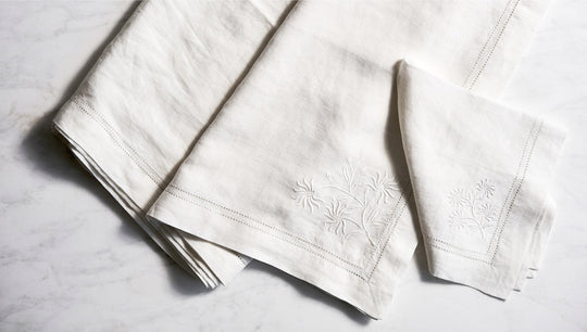 RW Guild Passiflora Embroidered Linen Tablecloth