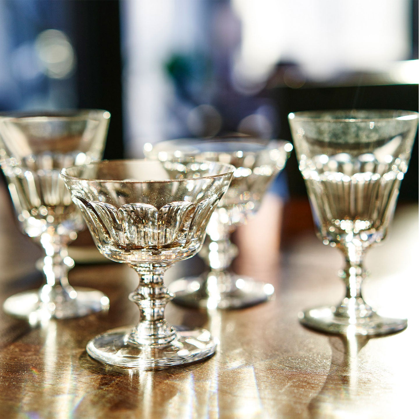 Six Art Deco St Louis cut crystal wine goblet glasses